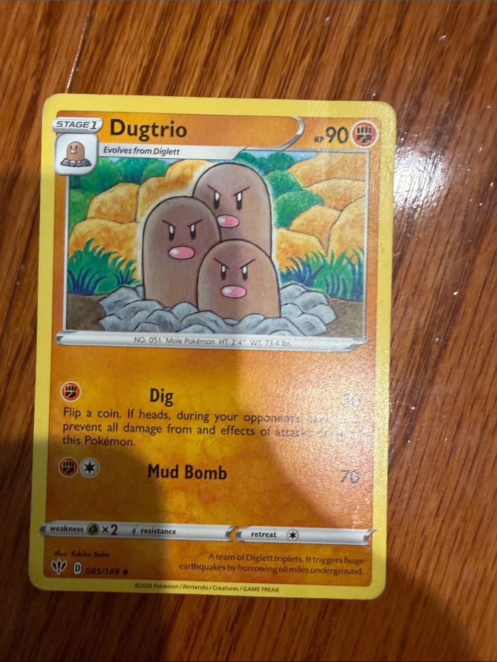 Pokemon Dugtrio Yellow Trading Card